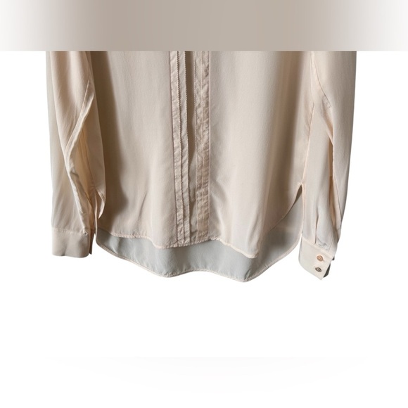 Vince Blush Silk Blouse Top Picot Edge Long Sleeve in Blossom Small - Picture 11 of 15